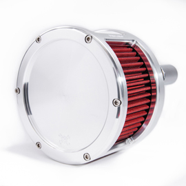 BA Race Series Air Cleaner Kit, Race Series tall cage, Raw finish, Red filter