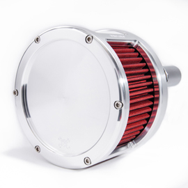 BA Race Series Air Cleaner Kit, Race Series tall cage, Raw finish, Red filter,