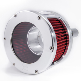BA Race Series Air Cleaner Kit, Race Series tall cage, Raw finish, Red filter