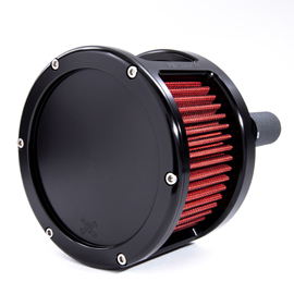 BA Race Series Air Cleaner Kit, Race Series tall cage, Black finish, Red filter