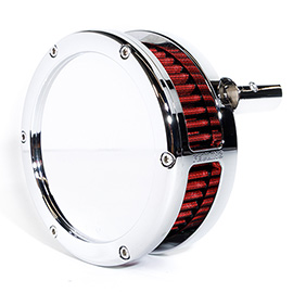 BA Air Cleaner Kit Slim, Chrome finish, Red filter