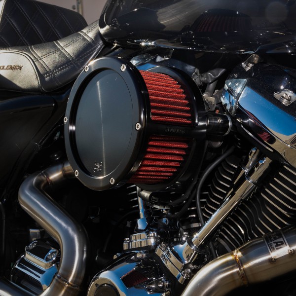 Part#:5423 - BA Race Series Air Cleaner Kit, Race Series tall cage, Black finish, Red filter