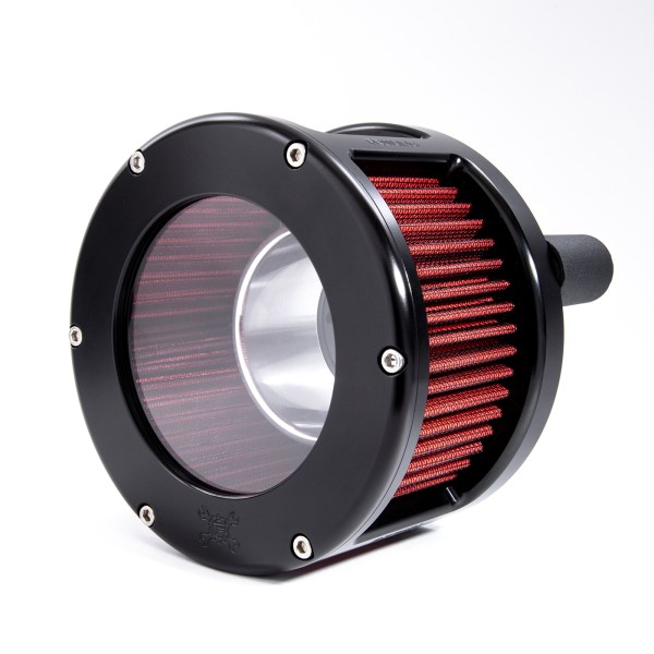BA Race Series Air Cleaner Kit, Race Series tall cage, Red filter, Black finish