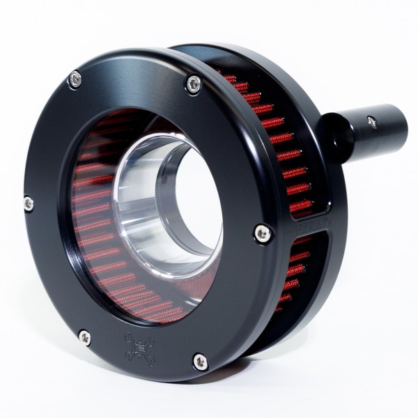 BA Air Cleaner Kit Slim, Black finish, Red filter