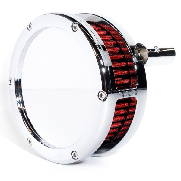 BA Air Cleaner Kit Slim, Chrome finish, Red filter