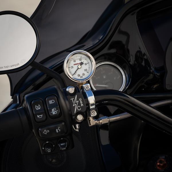 Part#:9053 - 1" HANDLEBAR PSI GAUGE MOUNT - POLISHED
