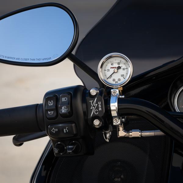 Part#:9056 - 1.250" HANDLEBAR PSI GAUGE MOUNT - CHROME